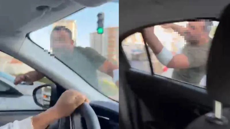 Kayseri'de Trafik Magandası Kadınların Arabasını Yumrukladı! Şok Görüntüler